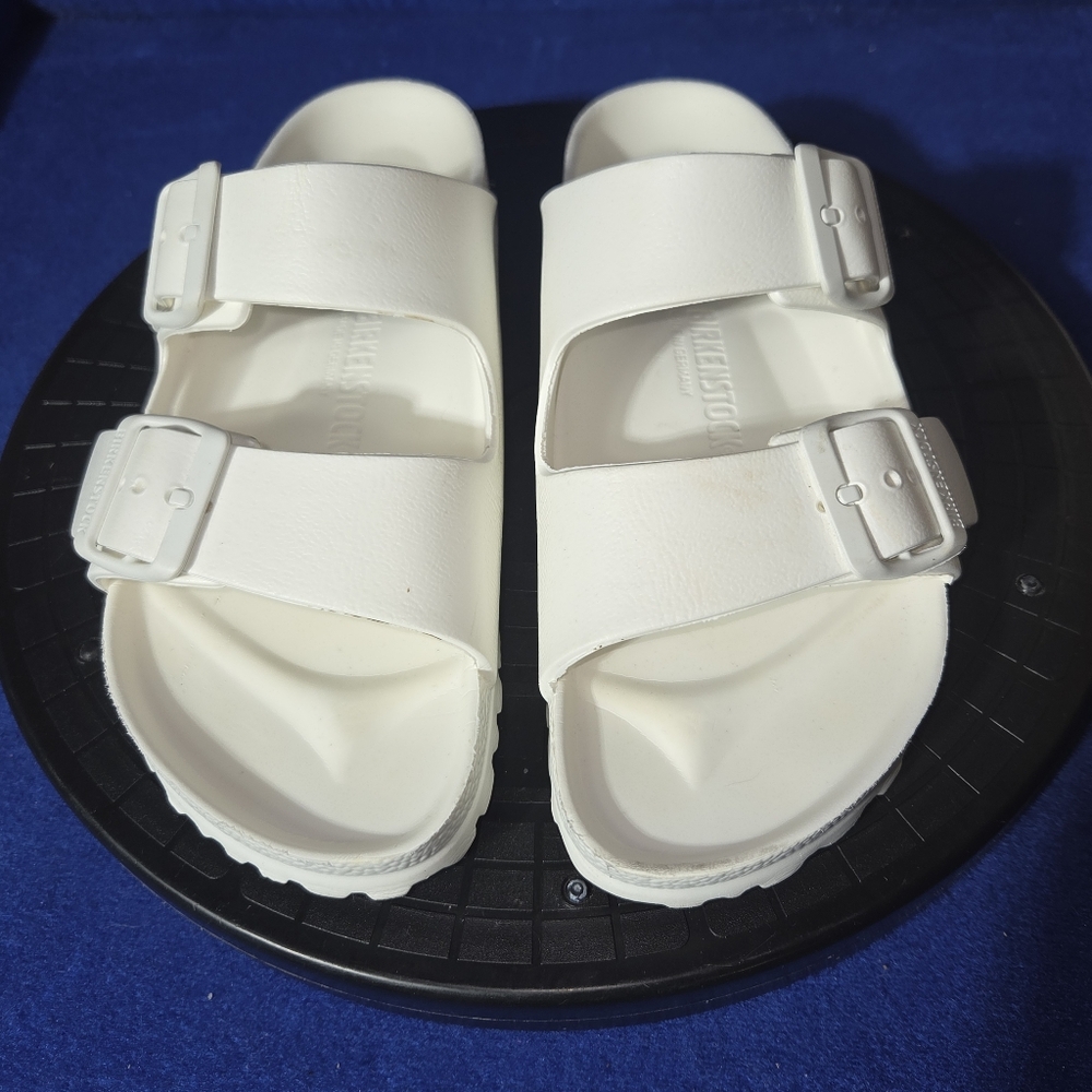 Birkenstock White Arizona EVA Double Strap Sandles, Sz. 38-EU, 7-US...Mens Sz.5 - Picture 2 of 8